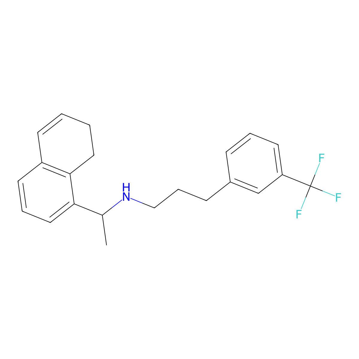 1-Naphthalenemethanamine, 7,8-dihydro-alpha-methyl-N-[3-[3-(trifluoromethyl)phenyl]propyl]- molecular structure, CAS 802918-46-3