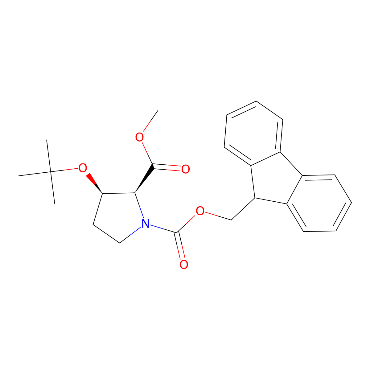 1-((9H-Fluoren-9-YL)methyl) 2-methyl (2S,3R)-3-(tert-butoxy)pyrrolidine-1,2-dicarboxylate molecular structure, CAS 802918-74-7
