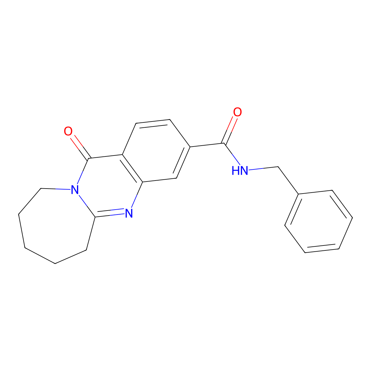 N-benzyl-12-oxo-6,7,8,9,10,12-hexahydroazepino[2,1-b]quinazoline-3-carboxamide molecular structure, CAS 802924-40-9