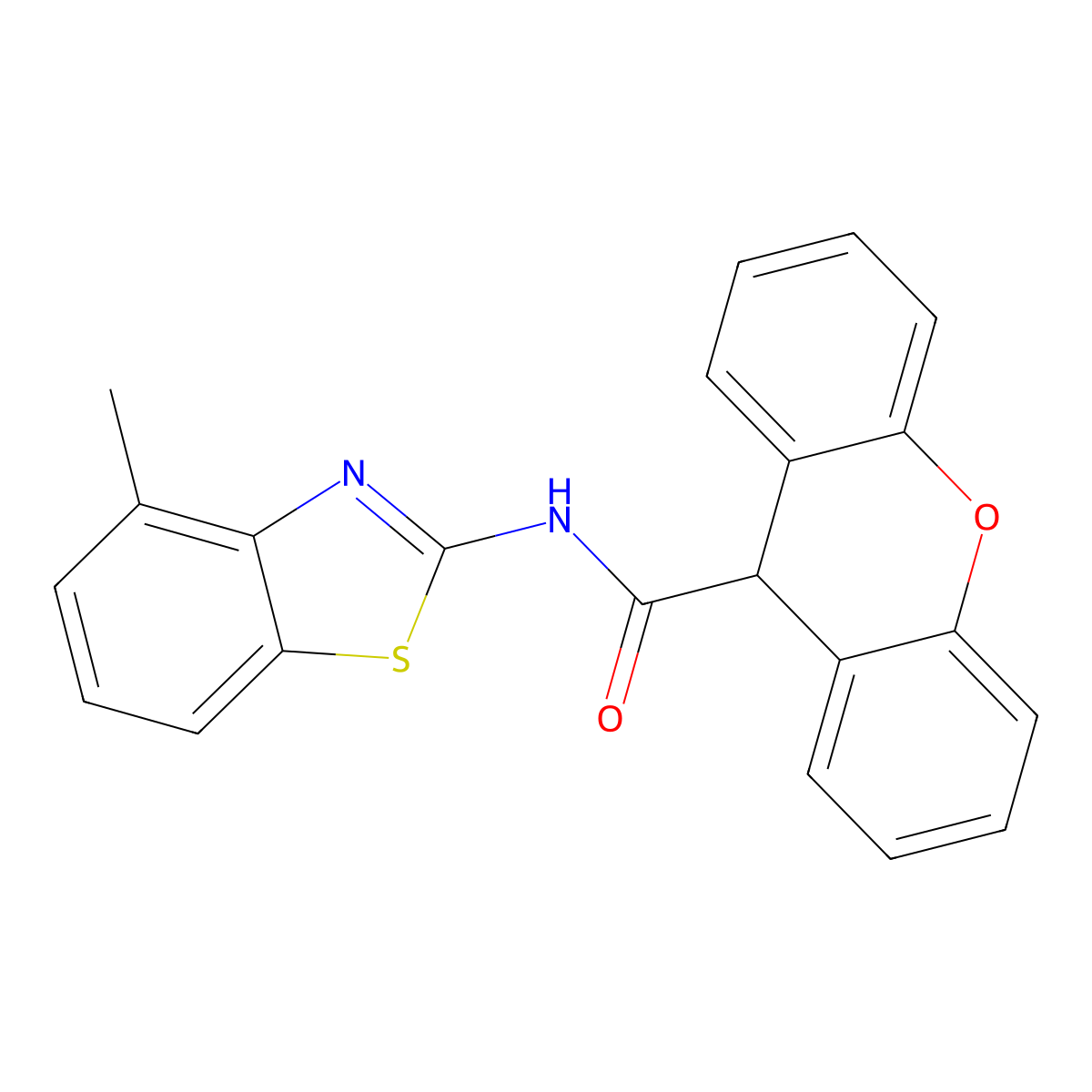 N-(4-methyl-1,3-benzothiazol-2-yl)-9H-xanthene-9-carboxamide molecular structure, CAS 802937-61-7