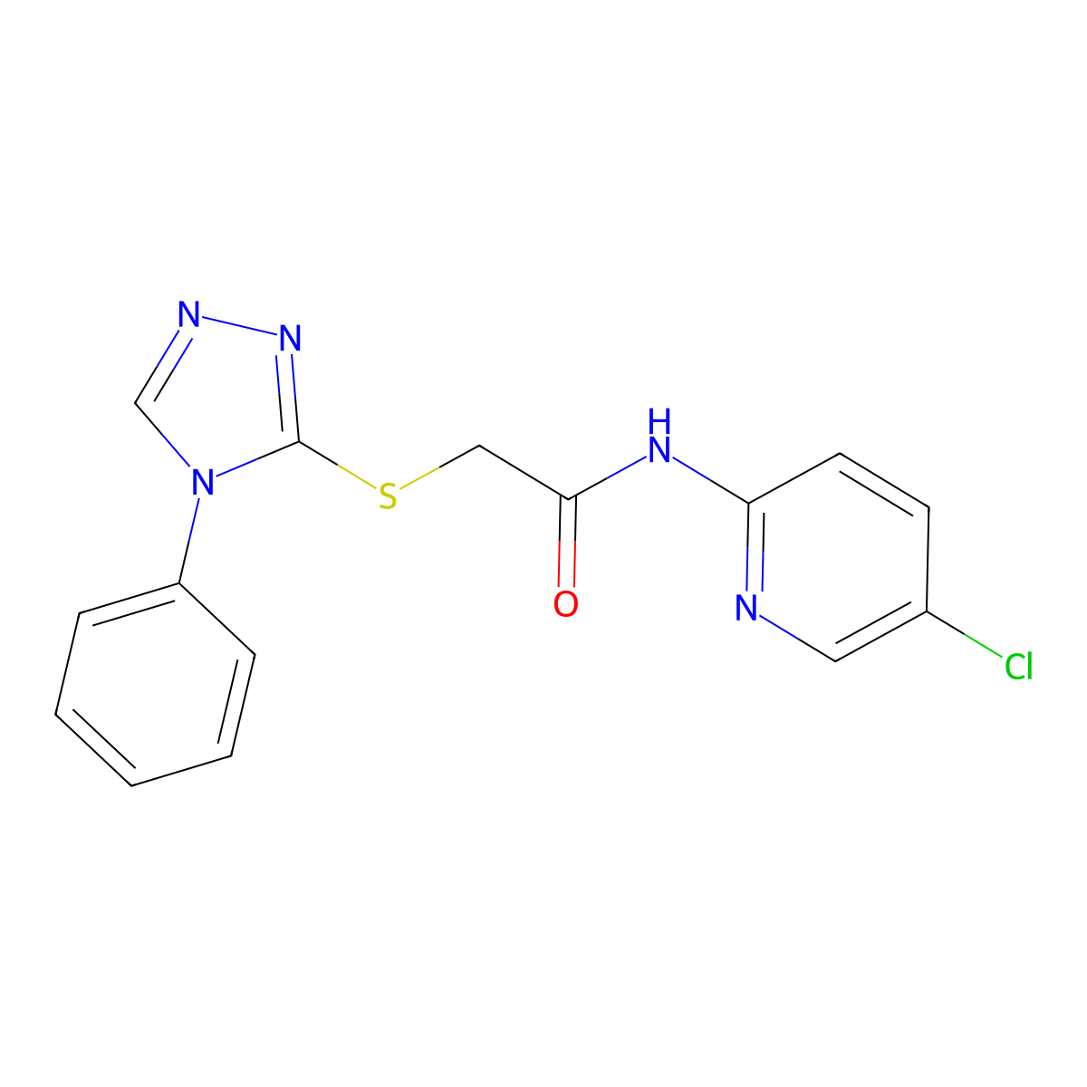 N-(5-chloropyridin-2-yl)-2-[(4-phenyl-1,2,4-triazol-3-yl)sulfanyl]acetamide molecular structure, CAS 802940-27-8