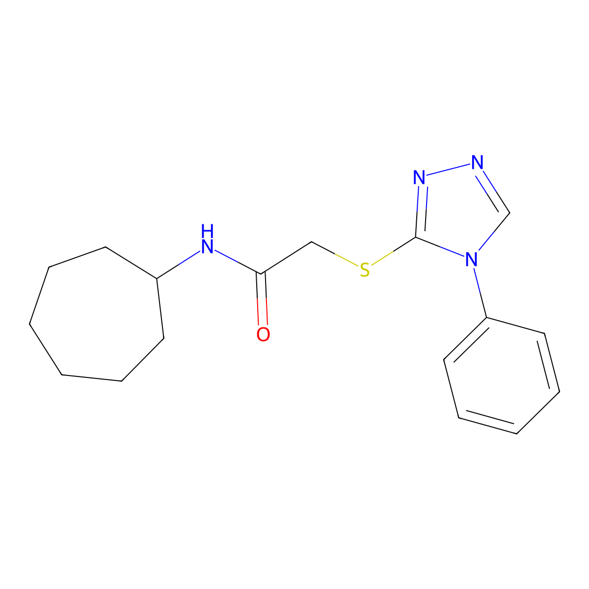 N-cycloheptyl-2-[(4-phenyl-1,2,4-triazol-3-yl)sulfanyl]acetamide molecular structure, CAS 802943-99-3