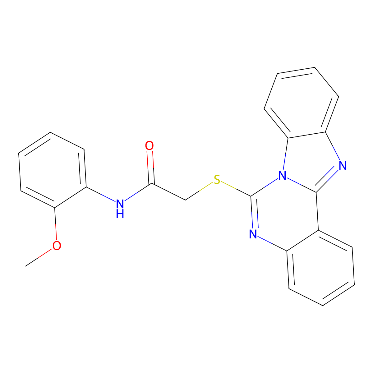 2-(benzimidazo[1,2-c]quinazolin-6-ylthio)-N-(2-methoxyphenyl)acetamide molecular structure, CAS 802952-60-9