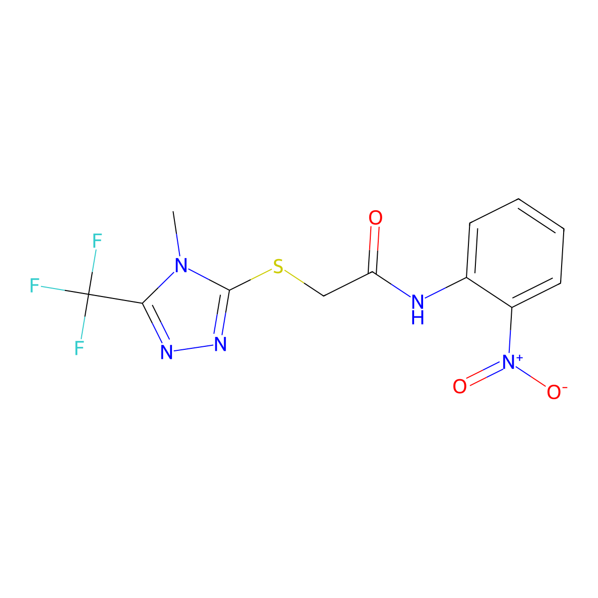 2-{[4-methyl-5-(trifluoromethyl)-4H-1,2,4-triazol-3-yl]sulfanyl}-N-(2-nitrophenyl)acetamide molecular structure, CAS 802958-07-2