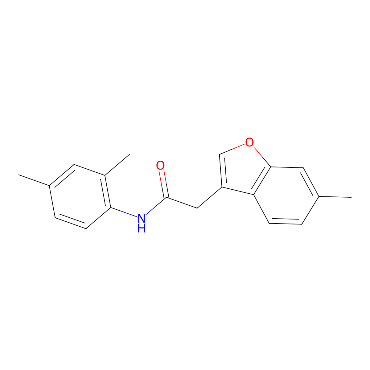 N-(2,4-dimethylphenyl)-2-(6-methyl-1-benzofuran-3-yl)acetamide molecular structure, CAS 802962-21-6
