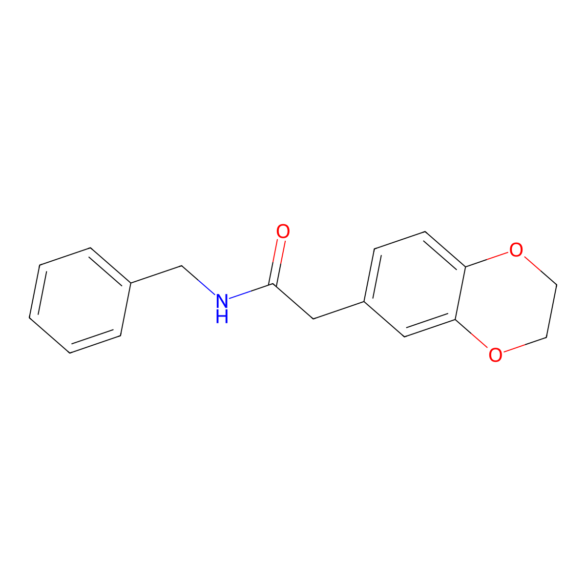 N-benzyl-2-(2,3-dihydro-1,4-benzodioxin-6-yl)acetamide molecular structure, CAS 802963-28-6