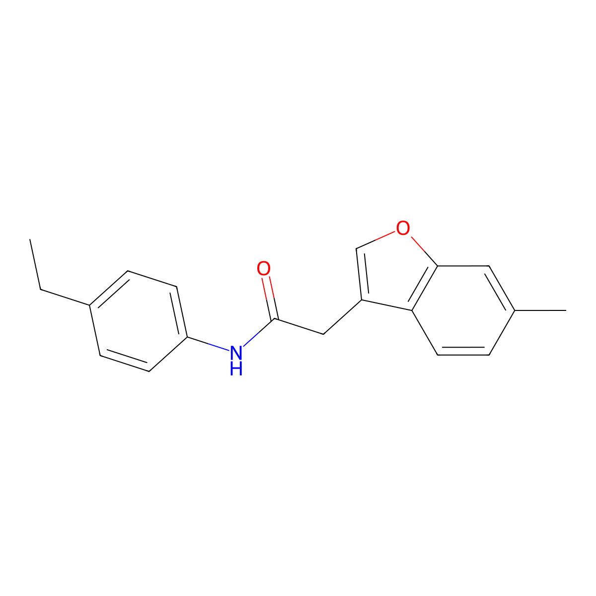 N-(4-ethylphenyl)-2-(6-methyl-1-benzofuran-3-yl)acetamide molecular structure, CAS 802964-30-3