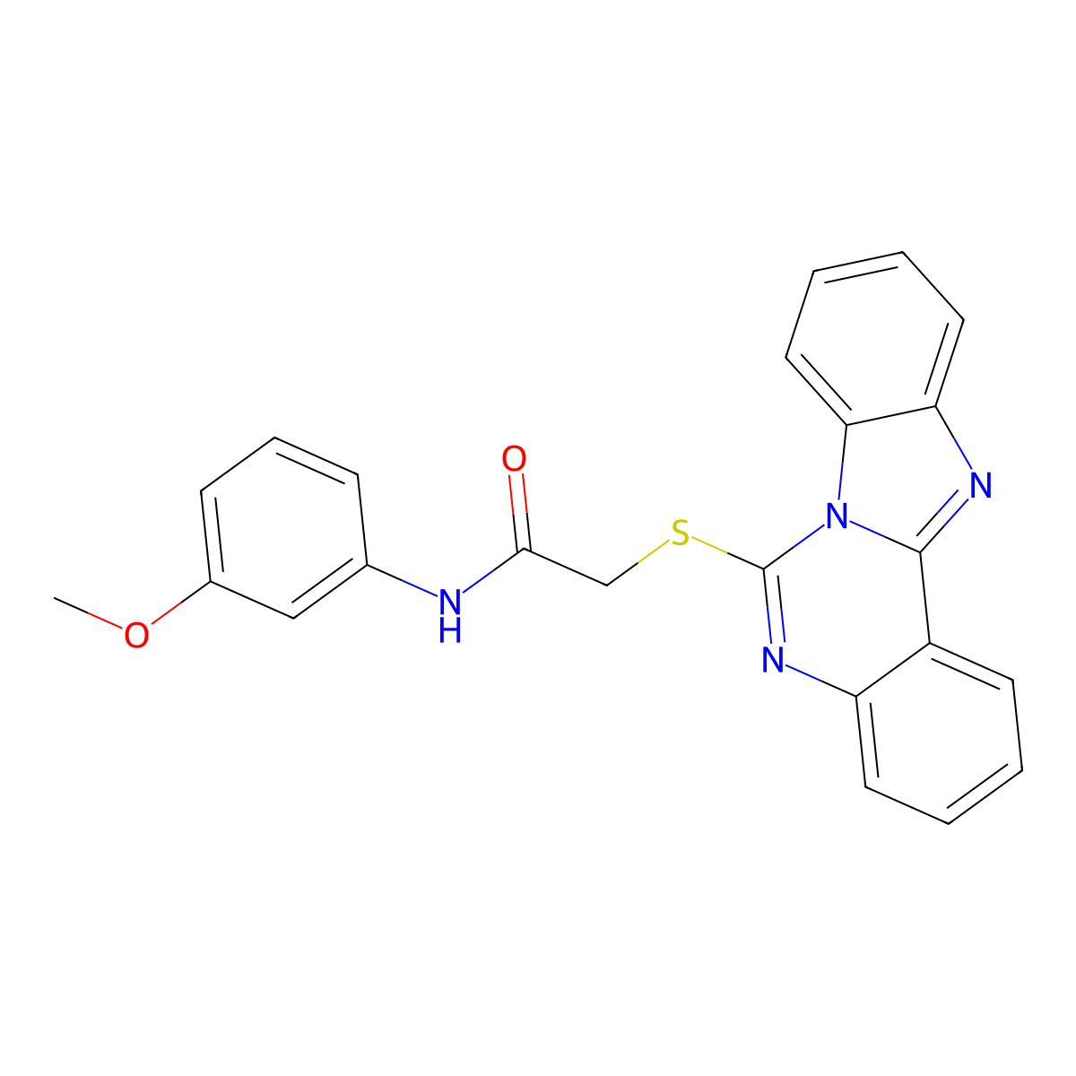 2-(benzimidazo[1,2-c]quinazolin-6-ylthio)-N-(3-methoxyphenyl)acetamide molecular structure, CAS 802971-09-1