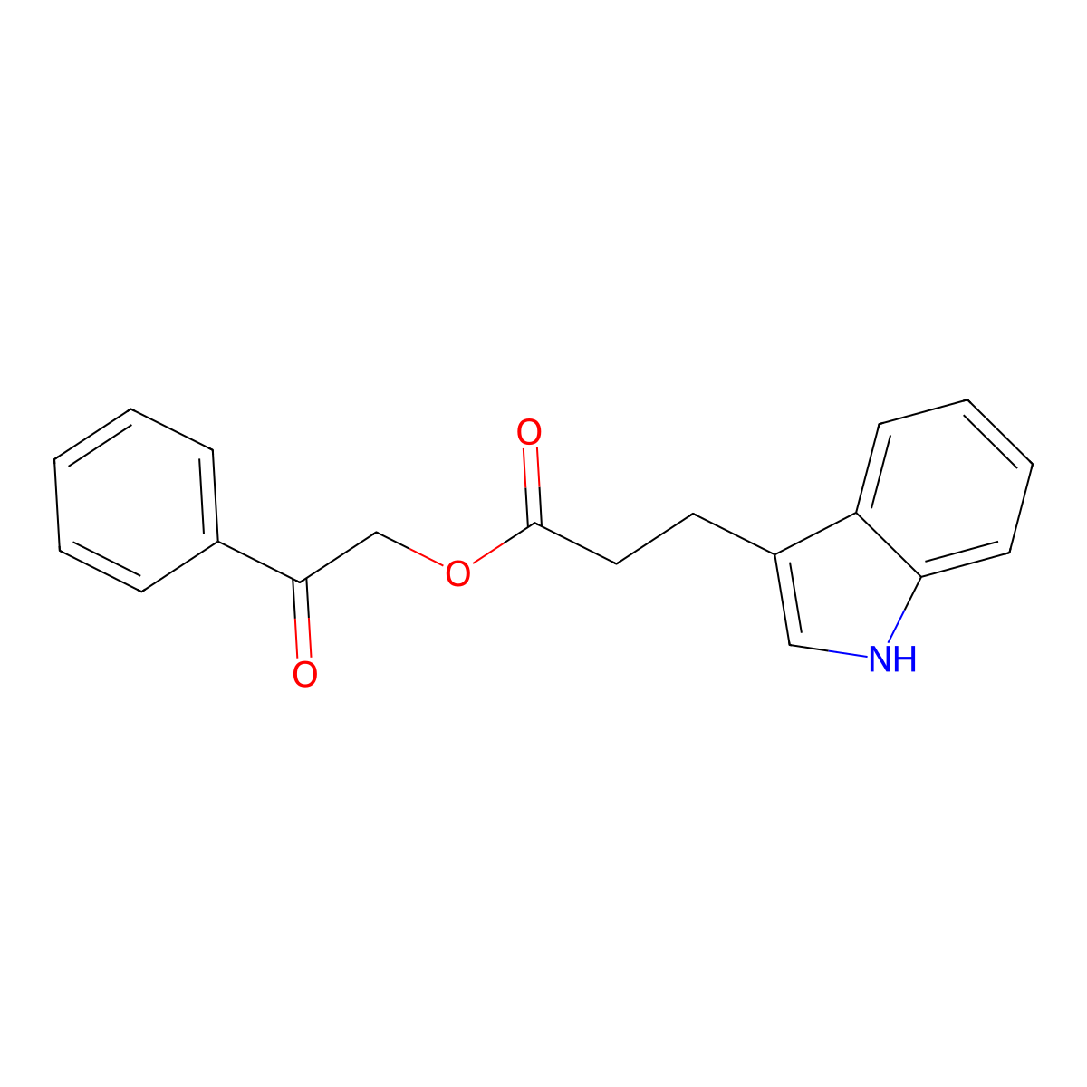 2-oxo-2-phenylethyl 3-(1H-indol-3-yl)propanoate molecular structure, CAS 802973-27-9