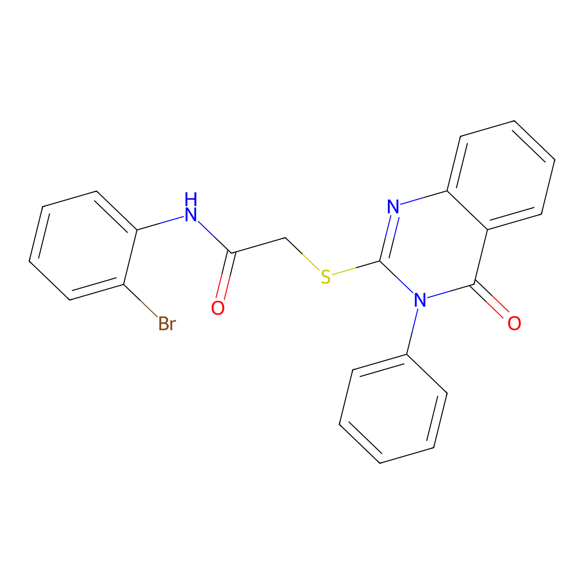 N-(2-bromophenyl)-2-[(4-oxo-3-phenyl-3,4-dihydro-2-quinazolinyl)sulfanyl]acetamide molecular structure, CAS 802980-12-7