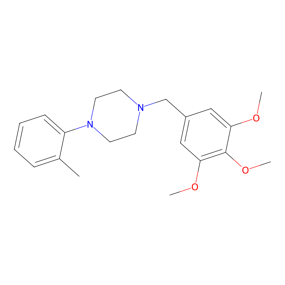 Piperazine, 1-(2-methylphenyl)-4-((3,4,5-trimethoxyphenyl)methyl)- molecular structure, CAS 80305-13-1