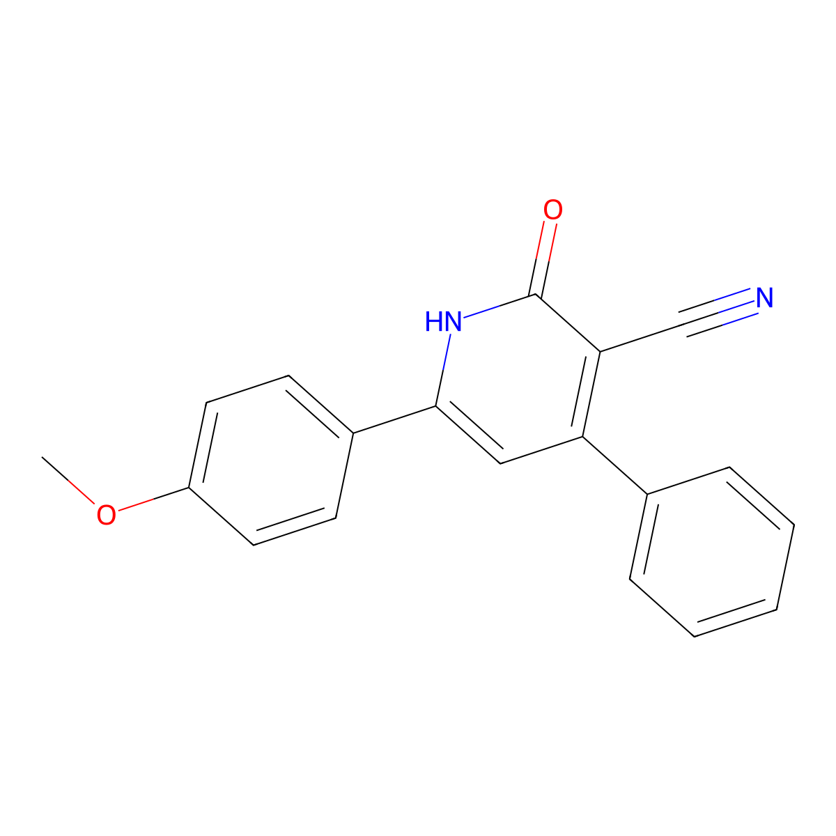 2-Hydroxy-6-(4-methoxyphenyl)-4-phenylnicotinonitrile molecular structure, CAS 80306-65-6