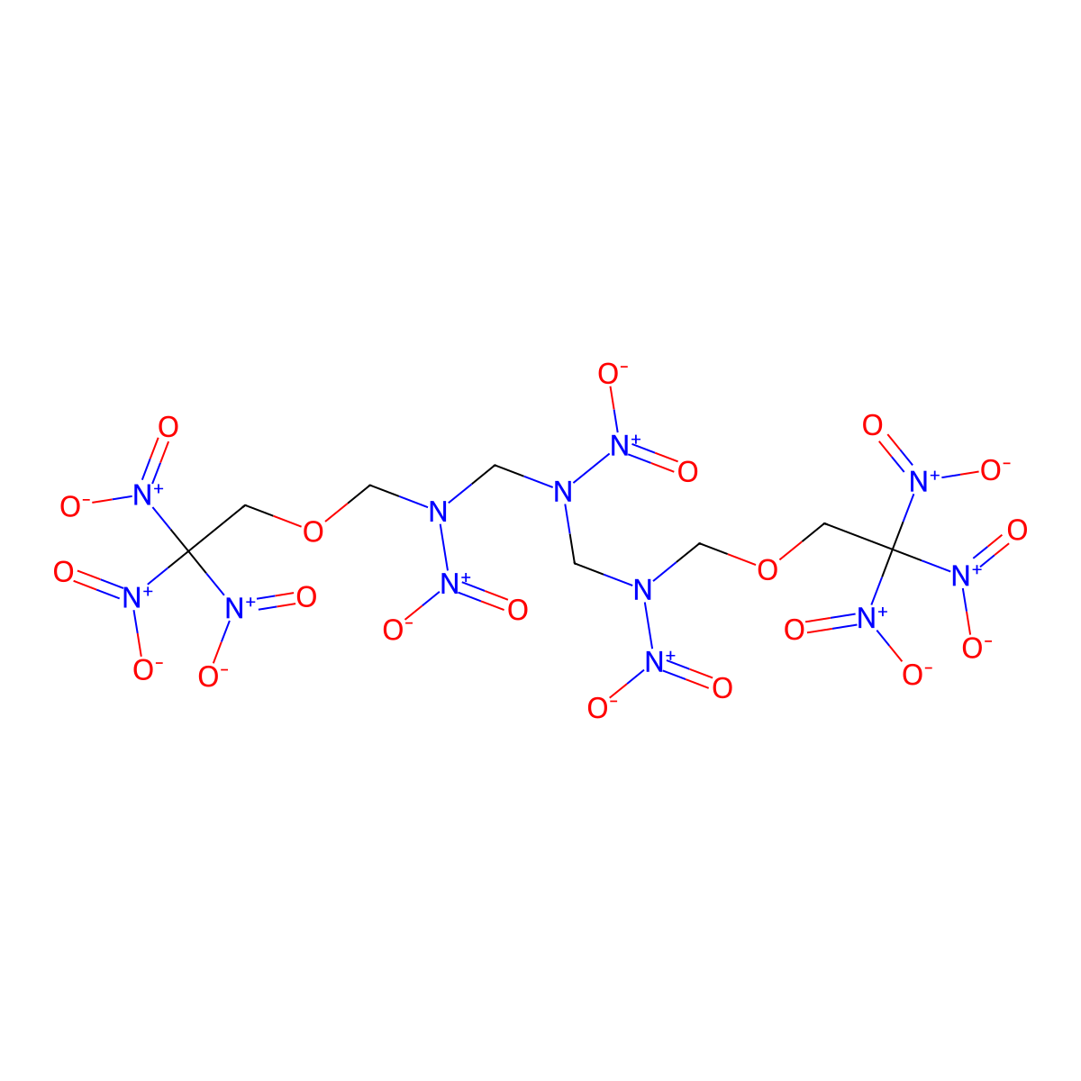 N,N,N-Trinitrobis((((2,2,2-trinitroethoxy)methyl)amino)methyl)amine molecular structure, CAS 80308-90-3