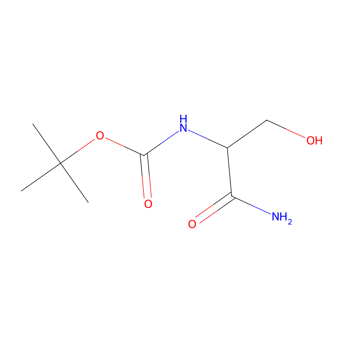 Tert-butyl n-[(1s)-1-carbamoyl-2-hydroxyethyl]carbamate molecular structure, CAS 80312-69-2
