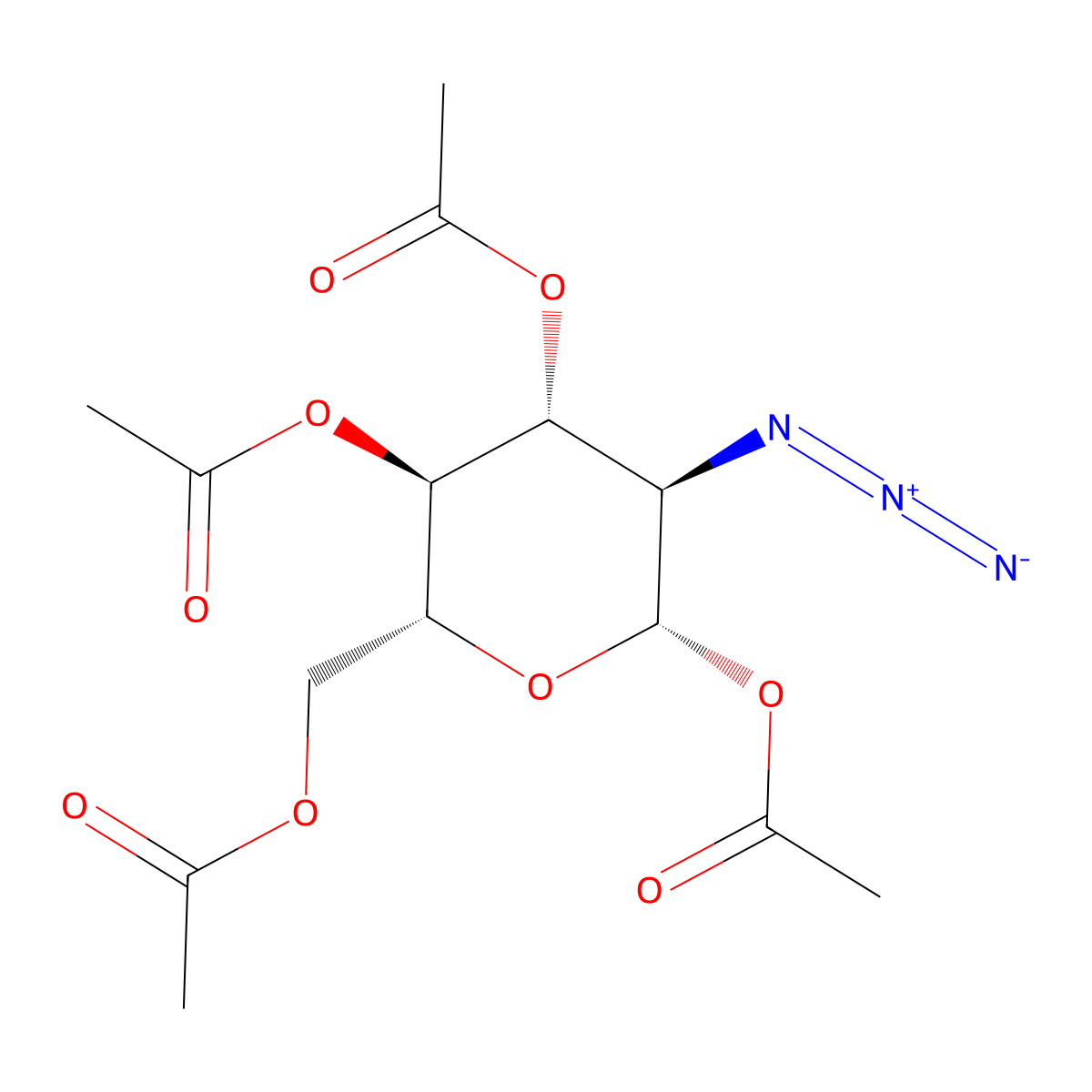 1,3,4,6-Tetra-O-acetyl-2-azido-2-deoxyglucopyranose molecular structure, CAS 80321-89-7