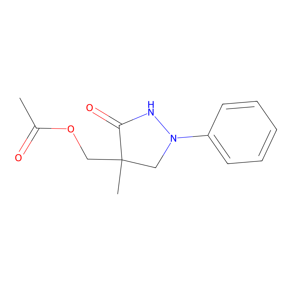 (4-Methyl-3-oxo-1-phenylpyrazolidin-4-yl)methyl acetate molecular structure, CAS 80336-03-4