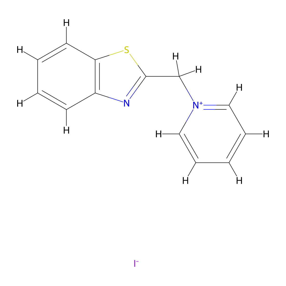 Pyridinium, 1-(2-benzothiazolylmethyl)-, iodide molecular structure, CAS 80352-43-8