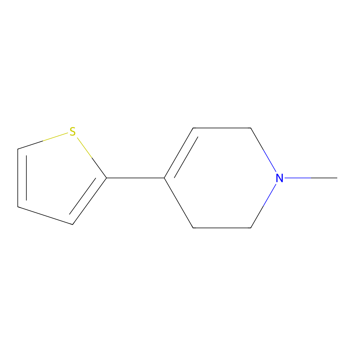 1-Methyl-4-(2-thienyl)-1,2,3,6-tetrahydropyridine molecular structure, CAS 80353-09-9