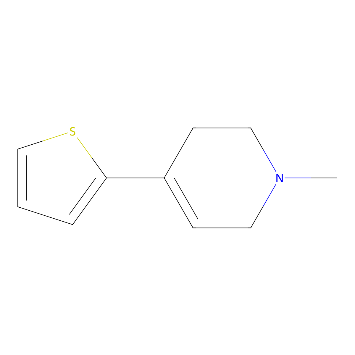 1-Methyl-4-(2-thienyl)-1,2,3,6-tetrahydropyridine molecular structure, CAS 80353-09-9