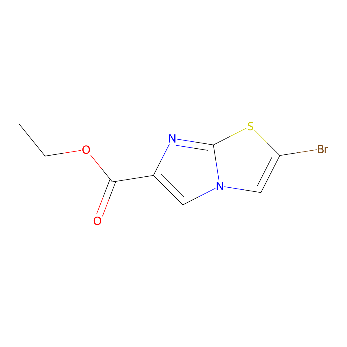 Ethyl 2-bromoimidazo(2,1-b)(1,3)thiazole-6-carboxylate molecular structure, CAS 80353-98-6
