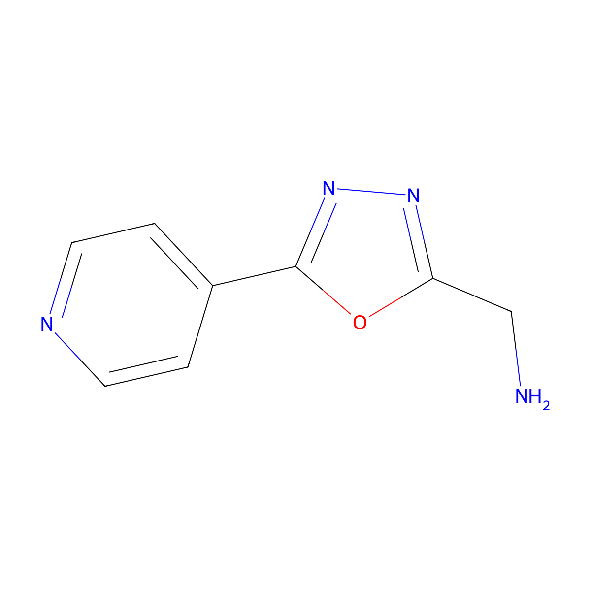 (5-(Pyridin-4-yl)-1,3,4-oxadiazol-2-yl)methanamine molecular structure, CAS 803603-49-8