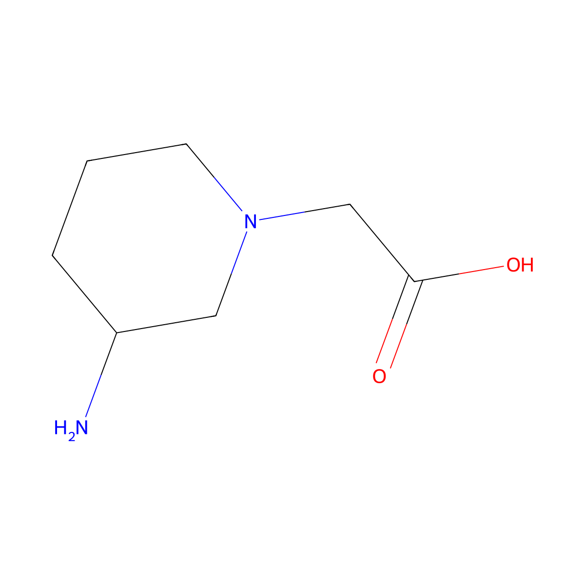 2-(3-Aminopiperidin-1-yl)acetic acid molecular structure, CAS 803631-96-1