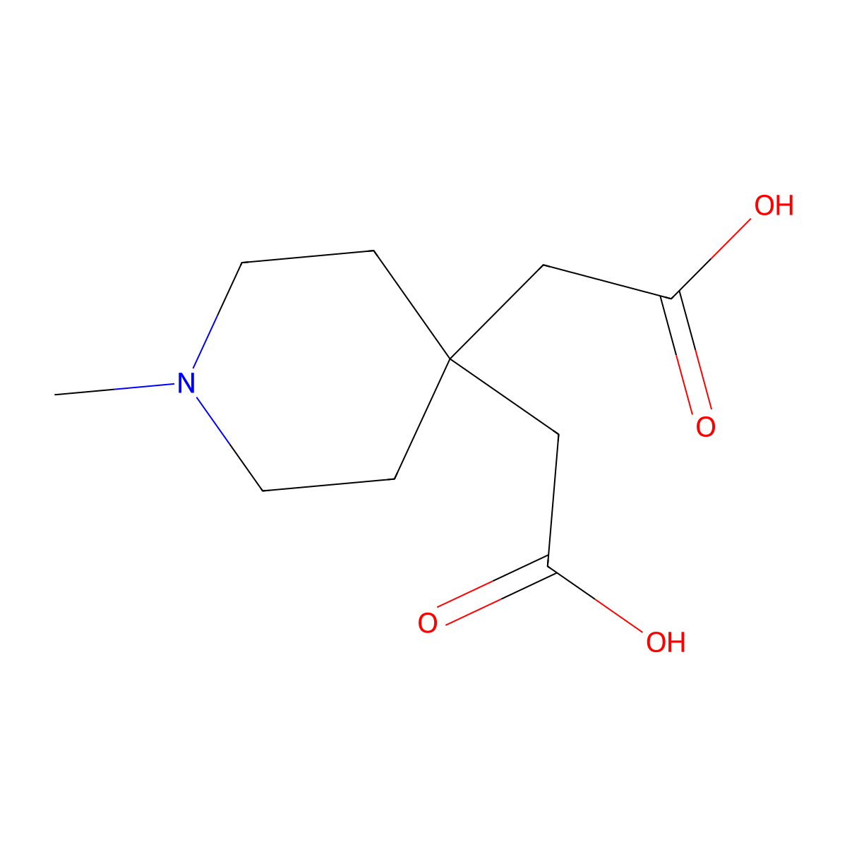 2,2'-(1-Methylpiperidine-4,4-diyl)diacetic acid molecular structure, CAS 803632-48-6