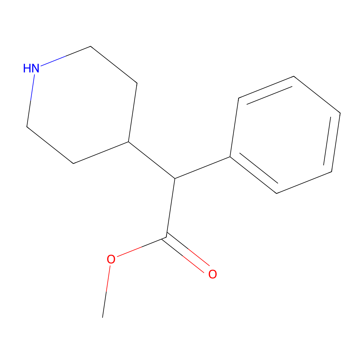 Methyl 2-phenyl-2-(piperidin-4-yl)acetate molecular structure, CAS 803635-23-6