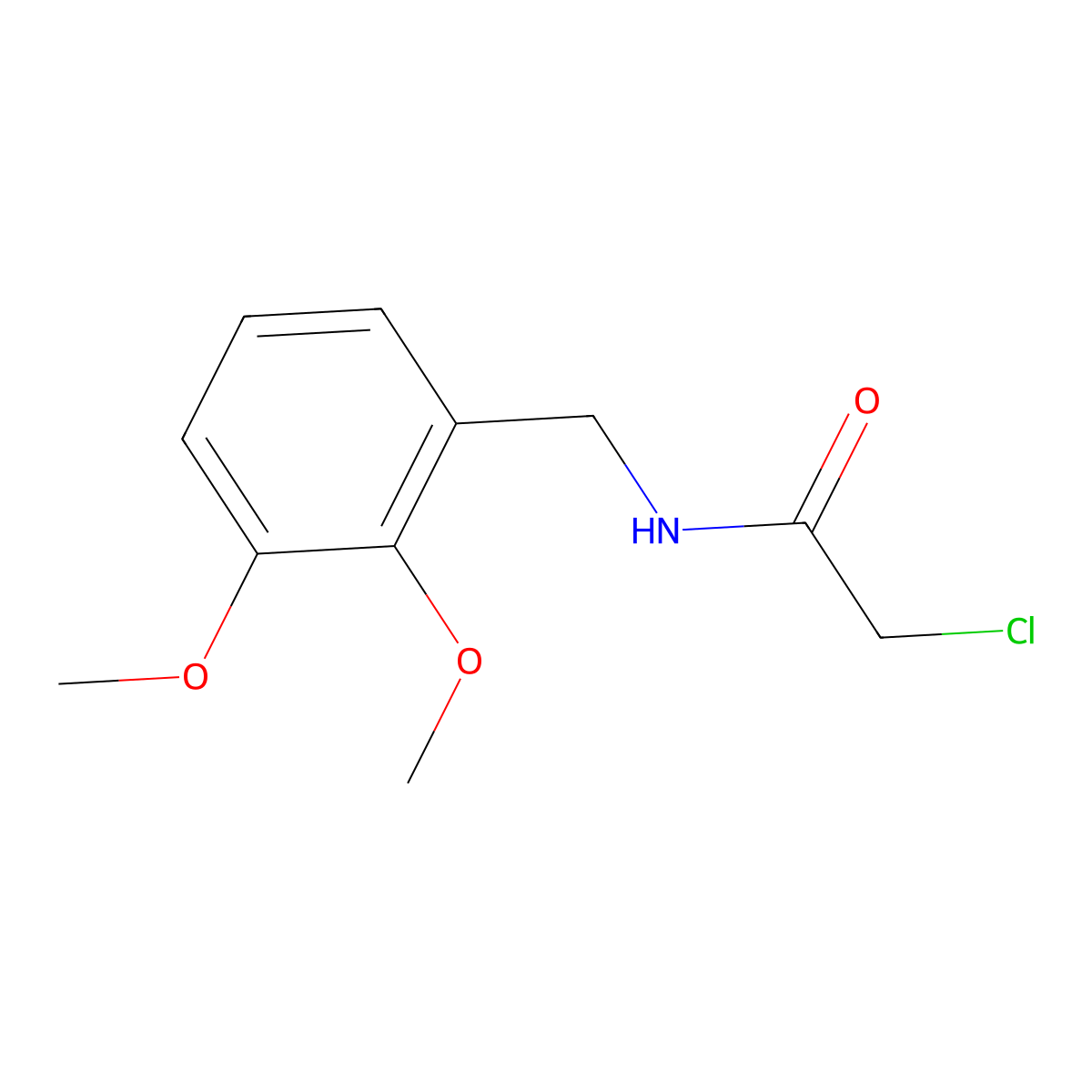 Acetamide, 2-chloro-N-((2,3-dimethoxyphenyl)methyl)- molecular structure, CAS 80364-71-2
