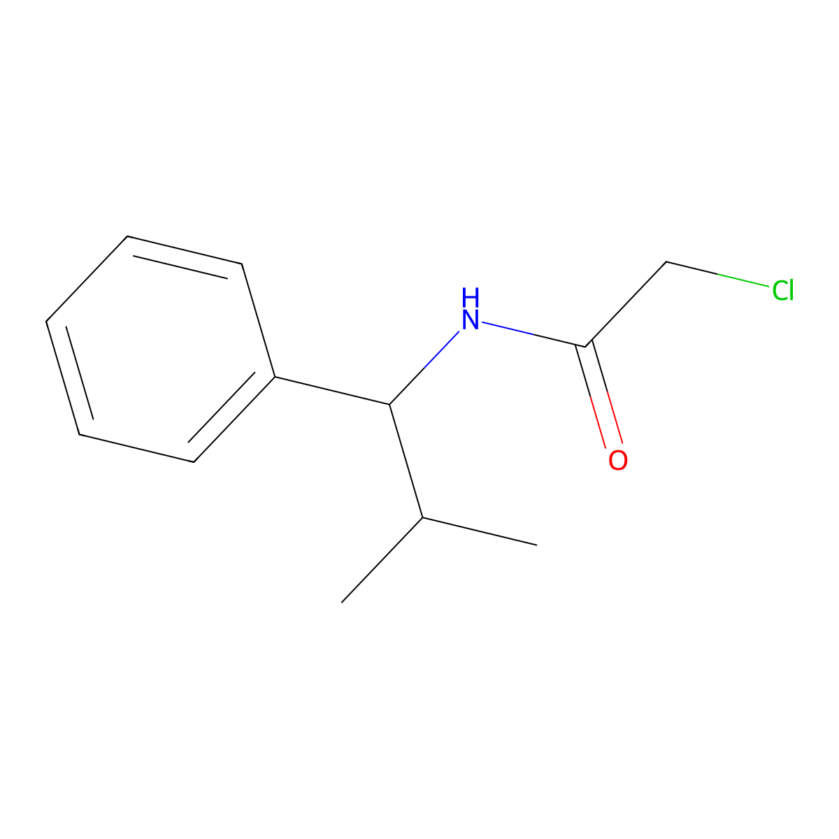 Acetamide, 2-chloro-N-(2-methyl-1-phenylpropyl)- molecular structure, CAS 80364-92-7