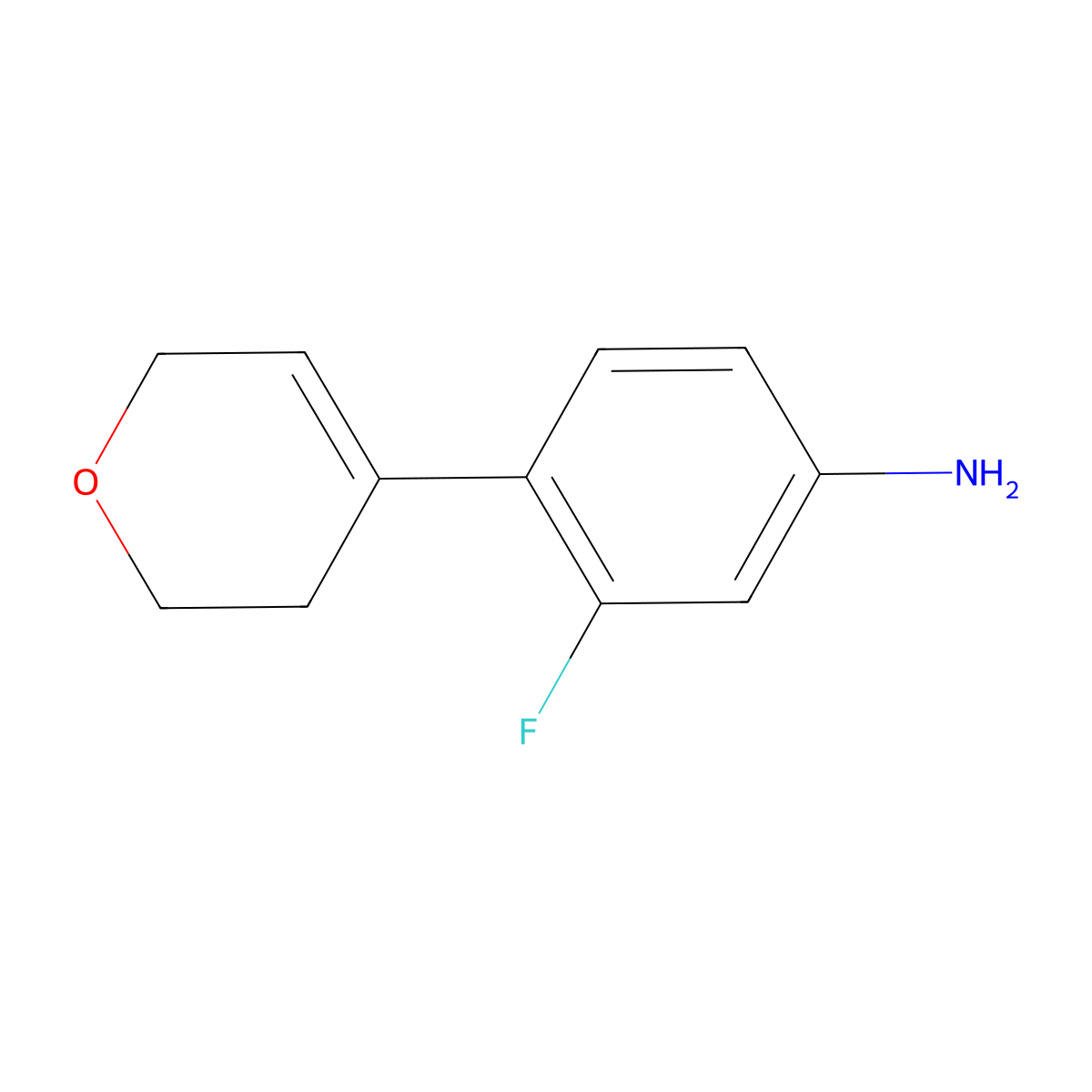 3-Fluoro-4-(3,6-dihydro-2h-pyran-4-yl)benzenamine molecular structure, CAS 803687-56-1