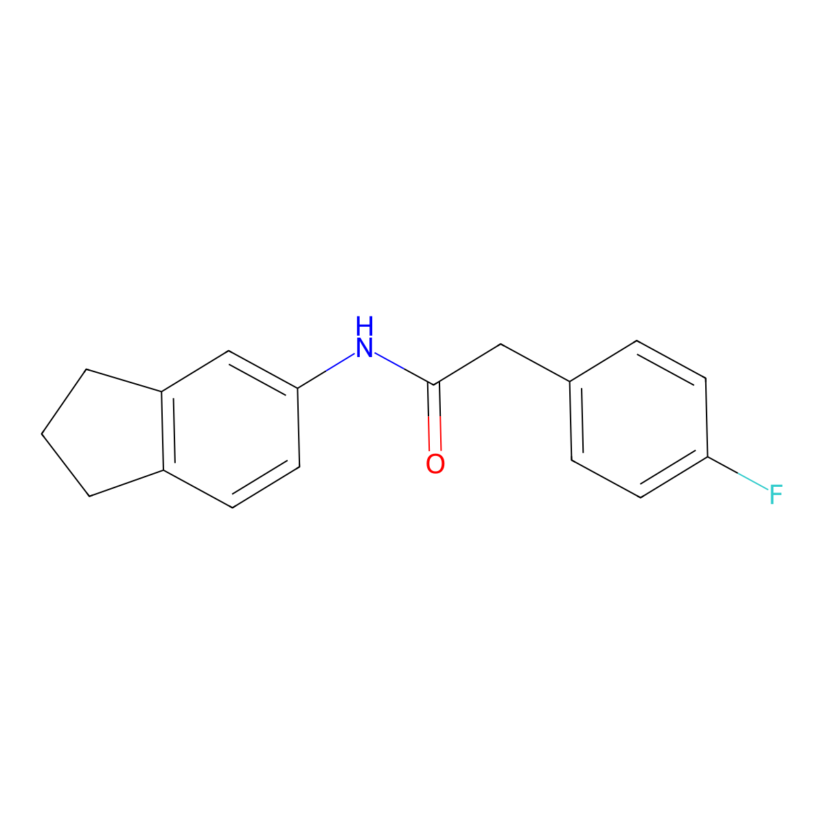 N-(2,3-dihydro-1H-inden-5-yl)-2-(4-fluorophenyl)acetamide molecular structure, CAS 803692-86-6