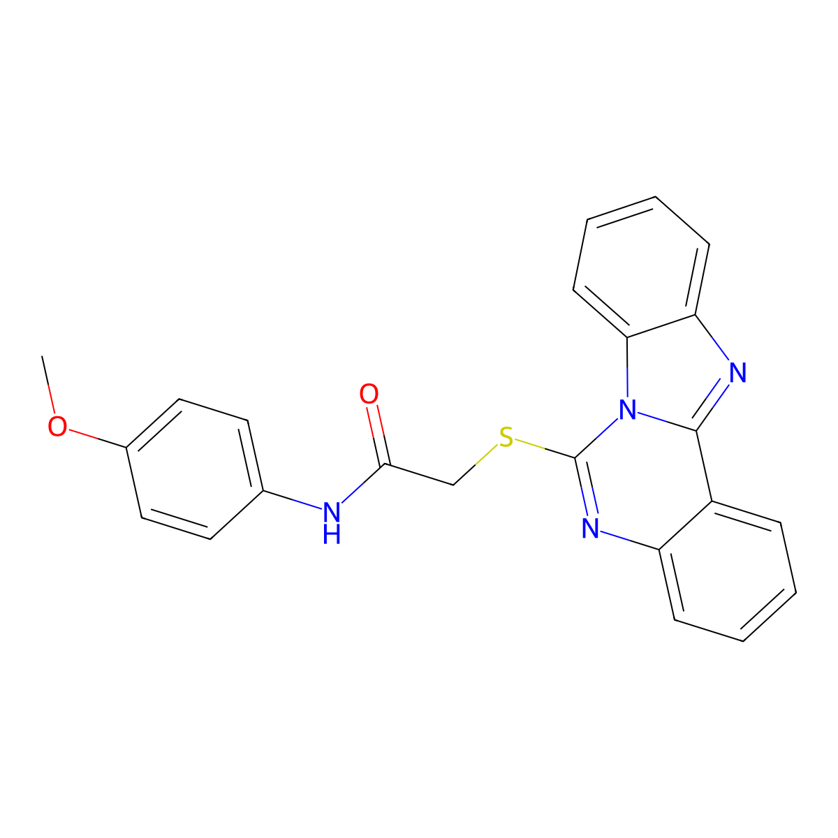 2-(benzimidazo[1,2-c]quinazolin-6-ylthio)-N-(4-methoxyphenyl)acetamide molecular structure, CAS 803694-23-7