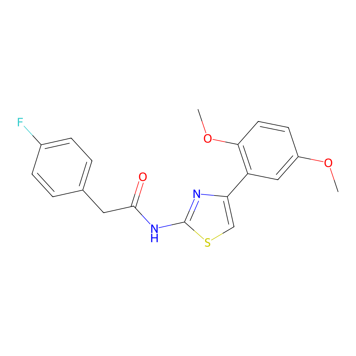 N-[4-(2,5-dimethoxyphenyl)-1,3-thiazol-2-yl]-2-(4-fluorophenyl)acetamide molecular structure, CAS 803696-99-3