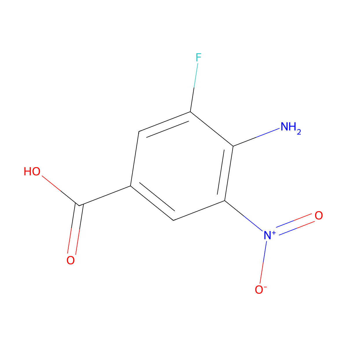 4-Amino-3-fluoro-5-nitrobenzoic acid molecular structure, CAS 803700-08-5