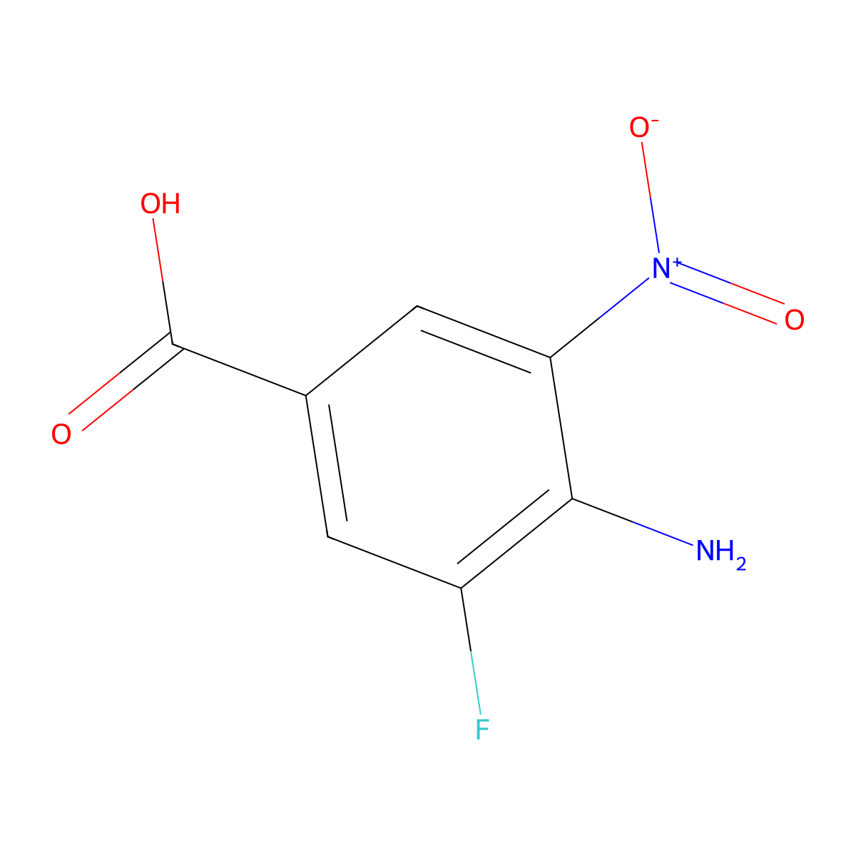 4-Amino-3-fluoro-5-nitrobenzoic acid molecular structure, CAS 803700-08-5