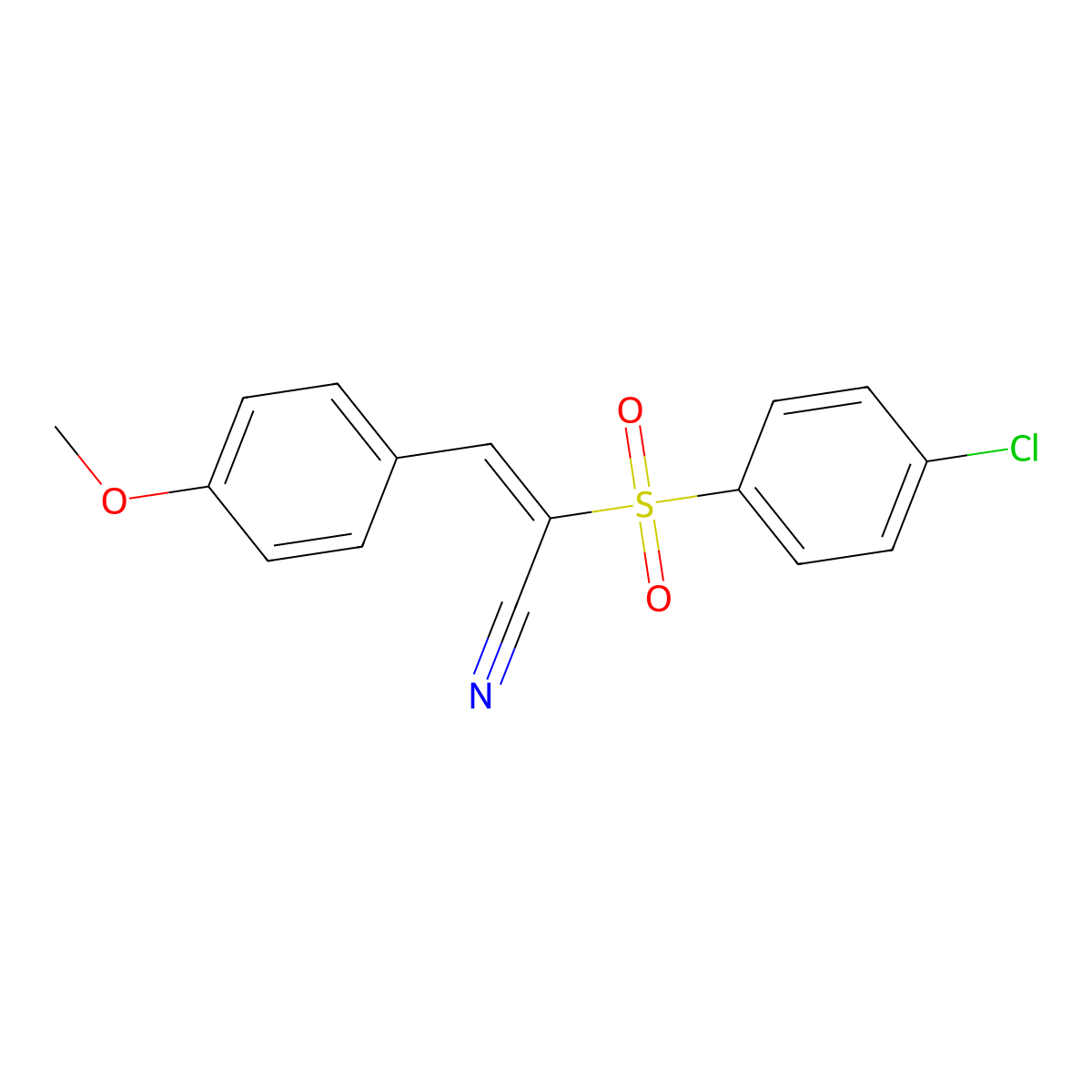 (E)-2-(4-chlorophenyl)sulfonyl-3-(4-methoxyphenyl)prop-2-enenitrile molecular structure, CAS 803703-33-5
