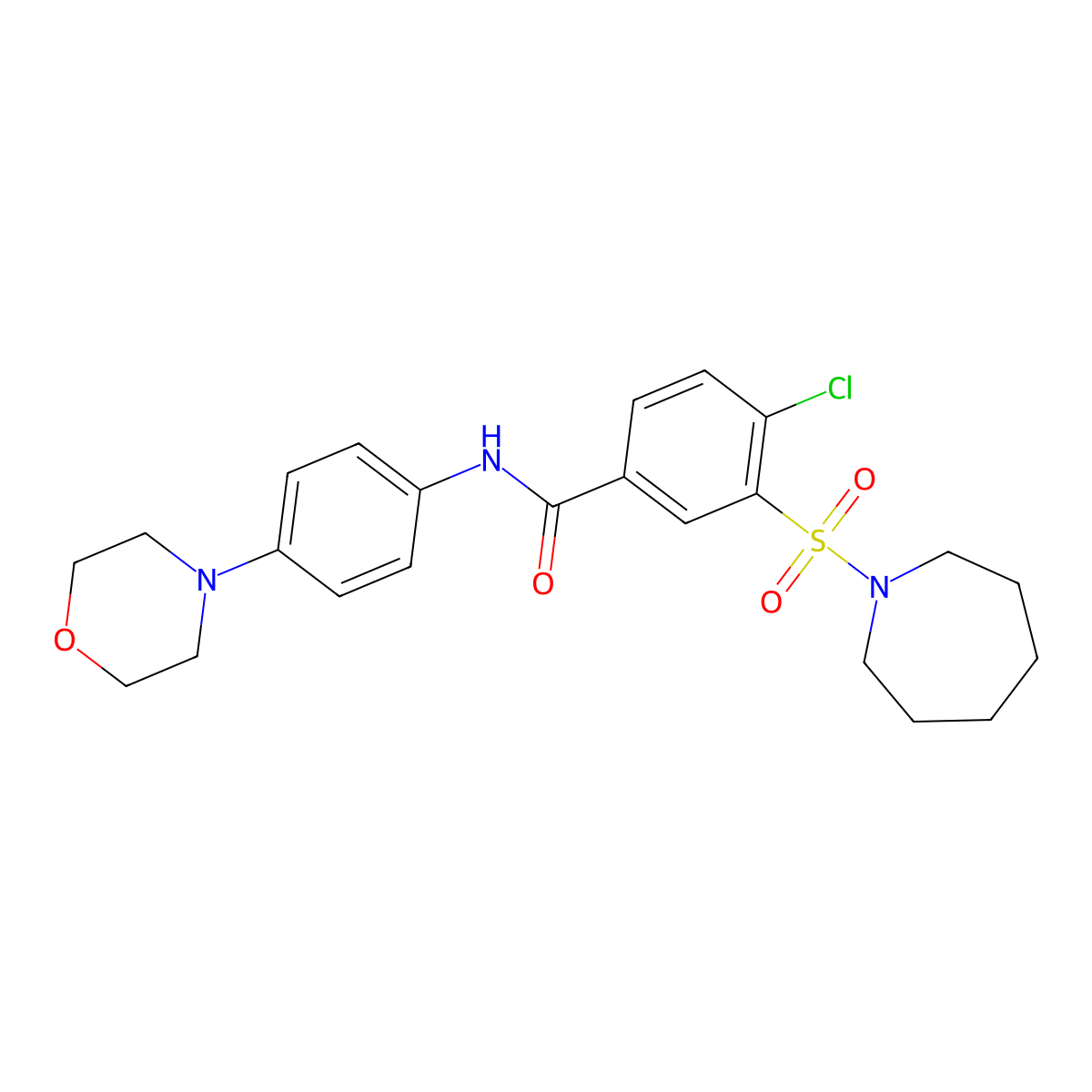 3-(azepan-1-ylsulfonyl)-4-chloro-N-(4-morpholin-4-ylphenyl)benzamide molecular structure, CAS 803720-30-1