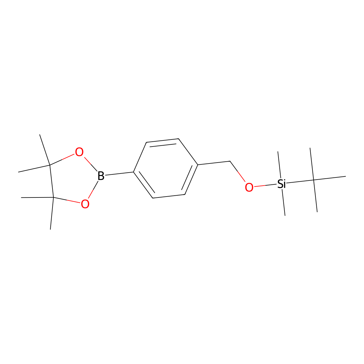 Tert-butyldimethyl(4-(4,4,5,5-tetramethyl-1,3,2-dioxaborolan-2-yl)benzyloxy)silane molecular structure, CAS 803730-88-3