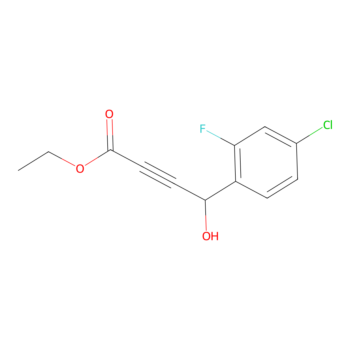 Ethyl 4-(4-chloro-2-fluorophenyl)-4-hydroxybut-2-ynoate molecular structure, CAS 803732-73-2