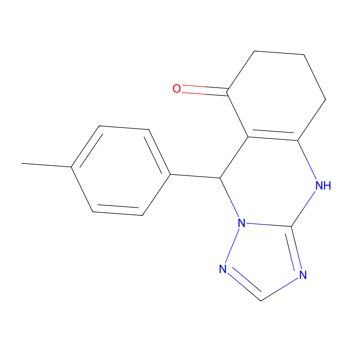 9-(4-methylphenyl)-5,6,7,9-tetrahydro[1,2,4]triazolo[5,1-b]quinazolin-8(4H)-one molecular structure, CAS 803743-80-8
