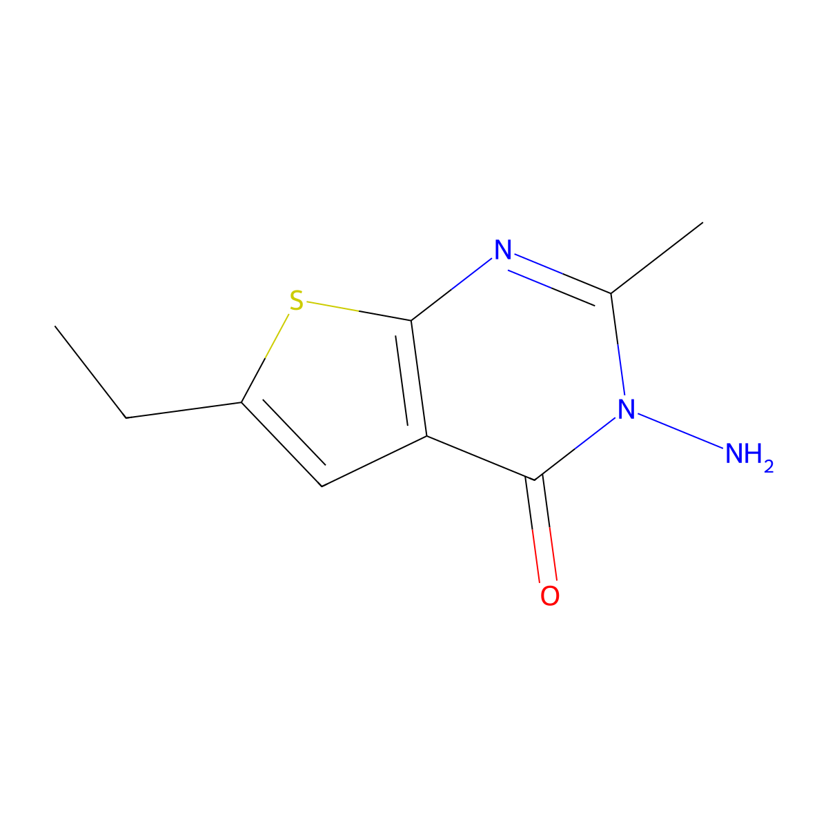 3-amino-6-ethyl-2-methylthieno[2,3-d]pyrimidin-4(3H)-one molecular structure, CAS 80381-61-9