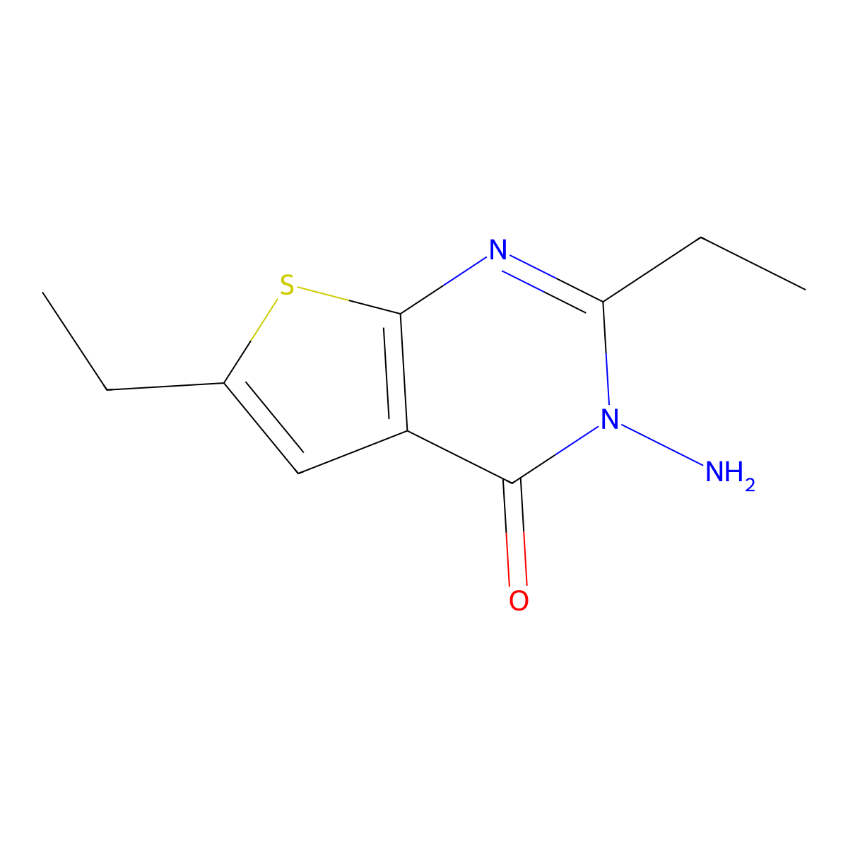 3-amino-2,6-diethylthieno[2,3-d]pyrimidin-4(3H)-one molecular structure, CAS 80381-62-0