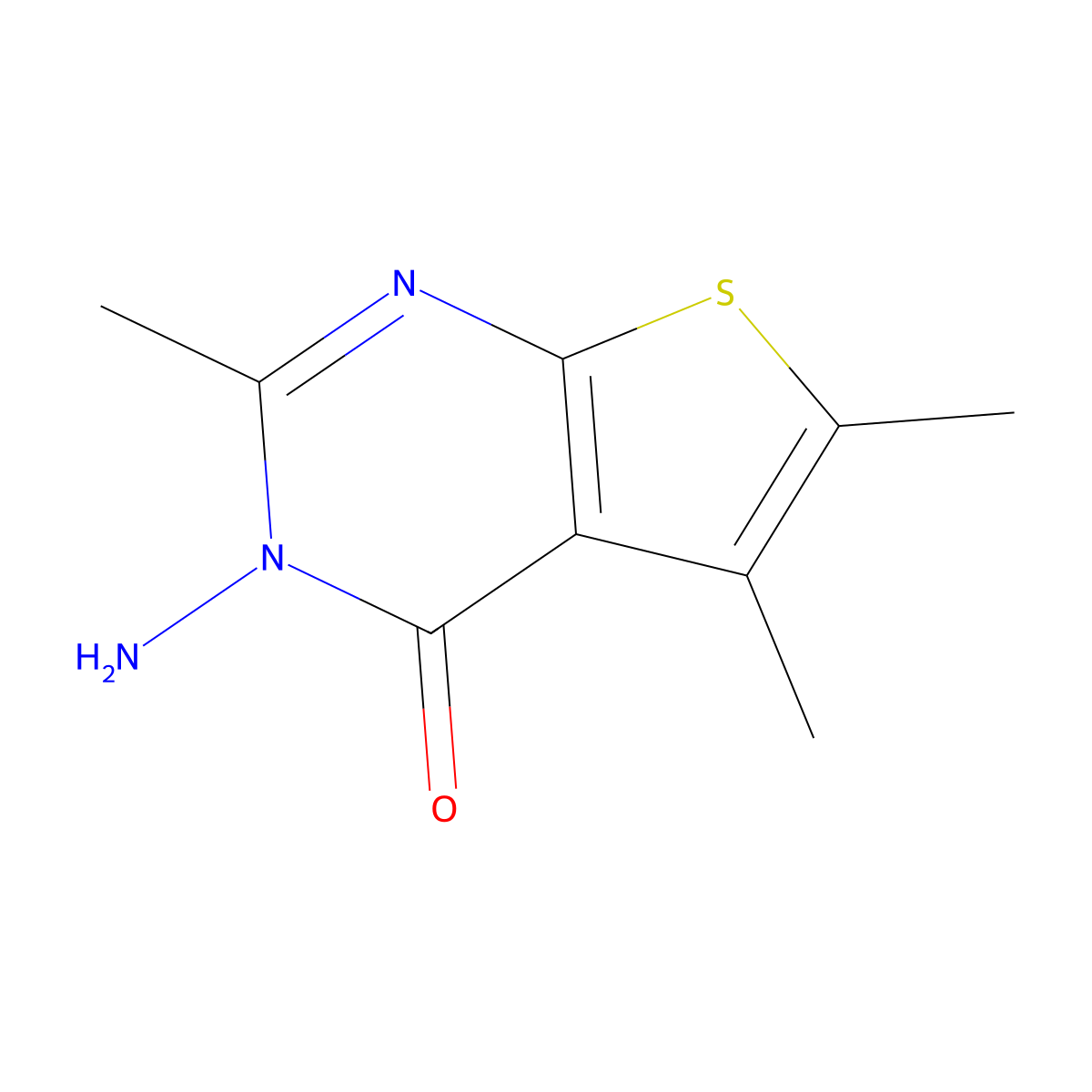 3-amino-2,5,6-trimethylthieno[2,3-d]pyrimidin-4(3H)-one molecular structure, CAS 80381-63-1