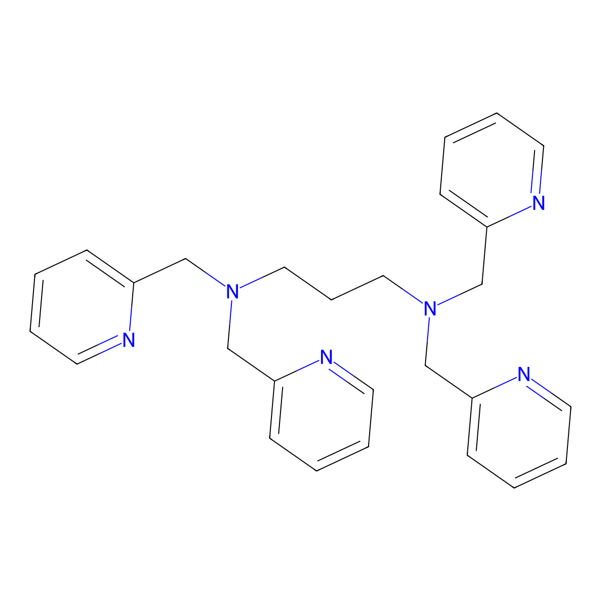 1,3-Propanediamine, N,N,N',N'-tetrakis(2-pyridinylmethyl)- molecular structure, CAS 80384-94-7