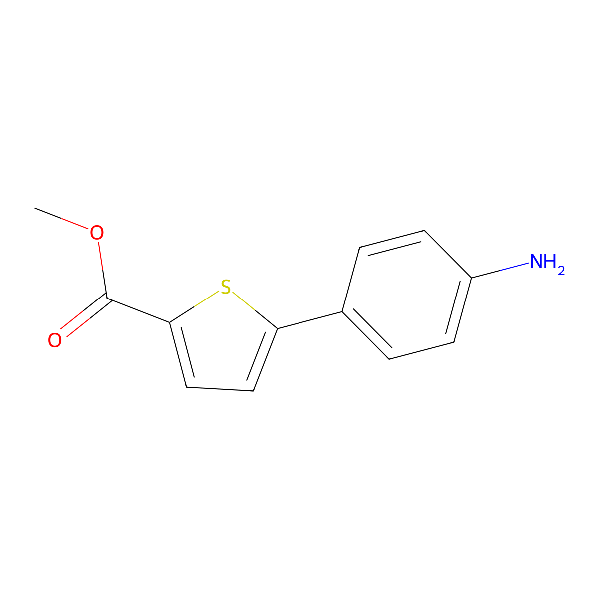 Methyl 5-(4-aminophenyl)thiophene-2-carboxylate molecular structure, CAS 80387-66-2