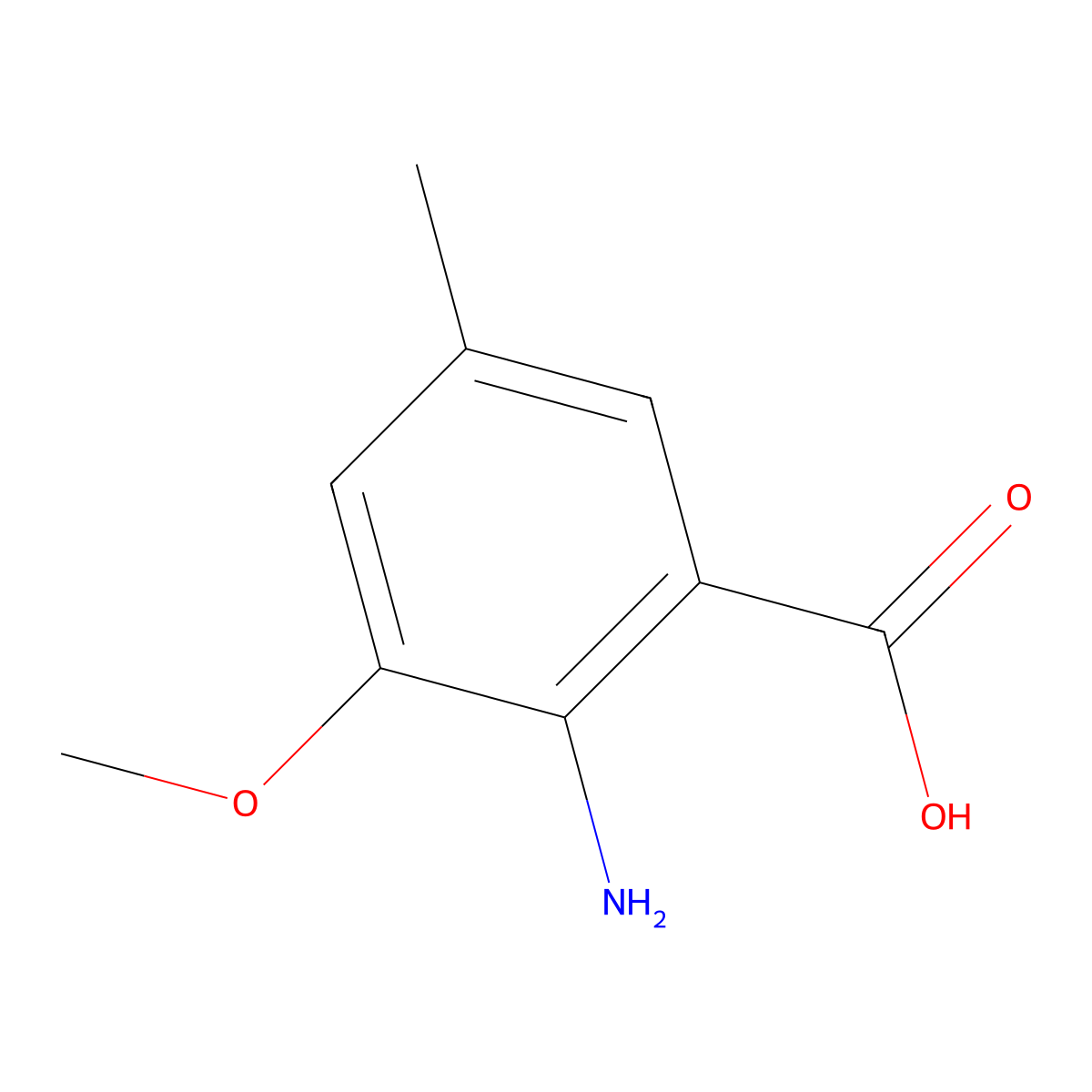 2-Amino-3-methoxy-5-methylbenzoic acid molecular structure, CAS 80389-40-8