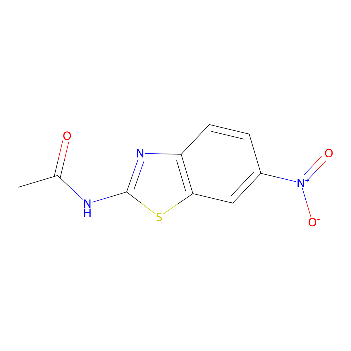 N-(6-Nitro-2-benzothiazolyl)acetamide molecular structure, CAS 80395-50-2