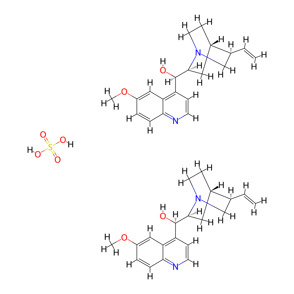 Quinine Sulfate molecular structure, CAS 804-63-7