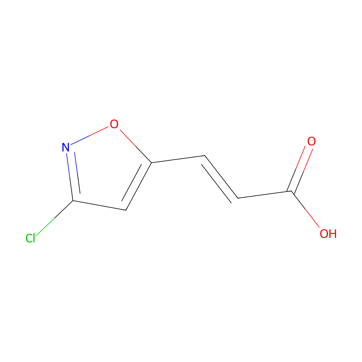 (2E)-3-(3-chloro-1,2-oxazol-5-yl)prop-2-enoic acid molecular structure, CAS 80403-86-7